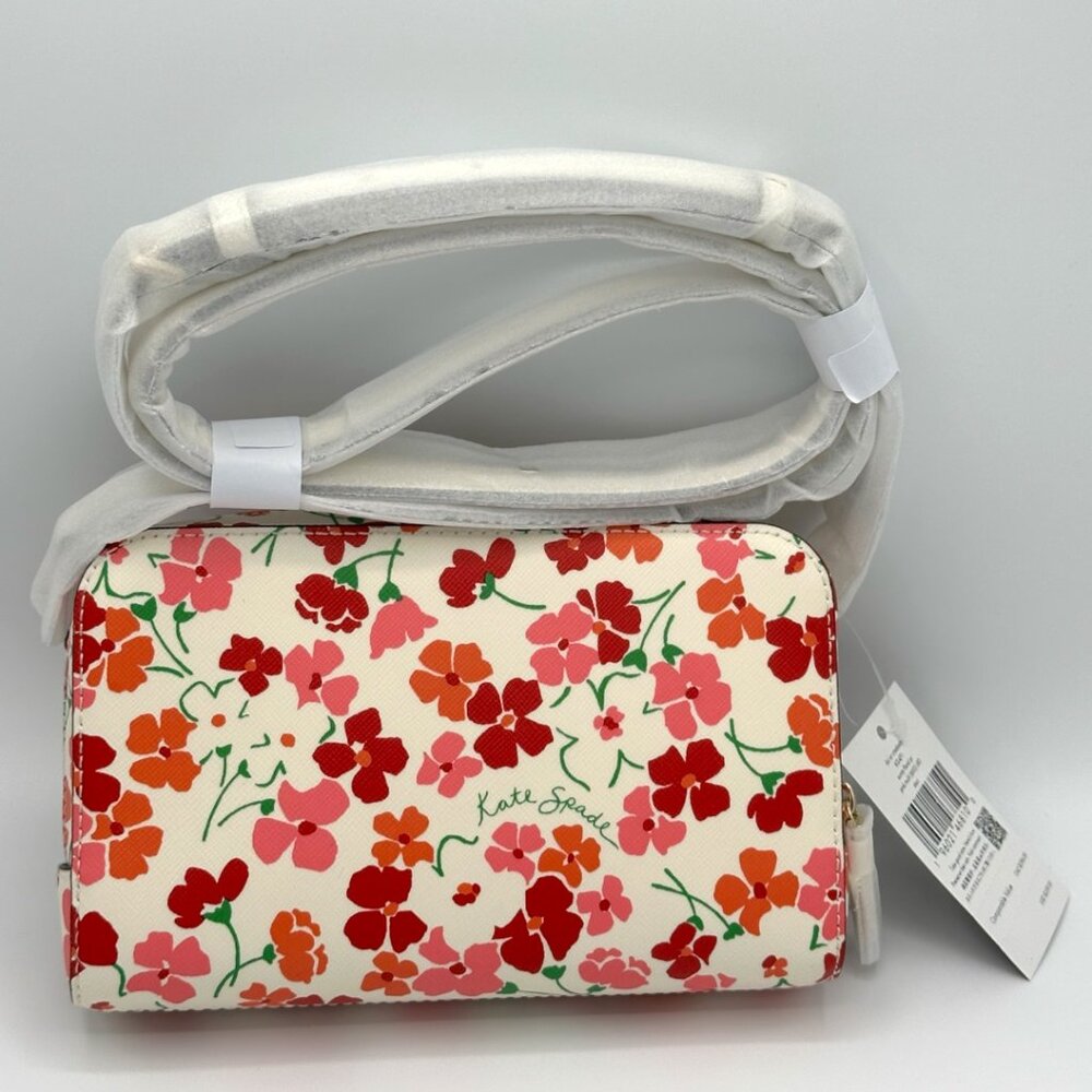 NWT Kate Spade Staci Dual Zip Around Crossbody - Sunny Floral Pink Multi - Picture 3 of 15